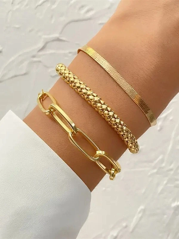 3 Peças Conjunto Minimalista Pulseira De Corrente